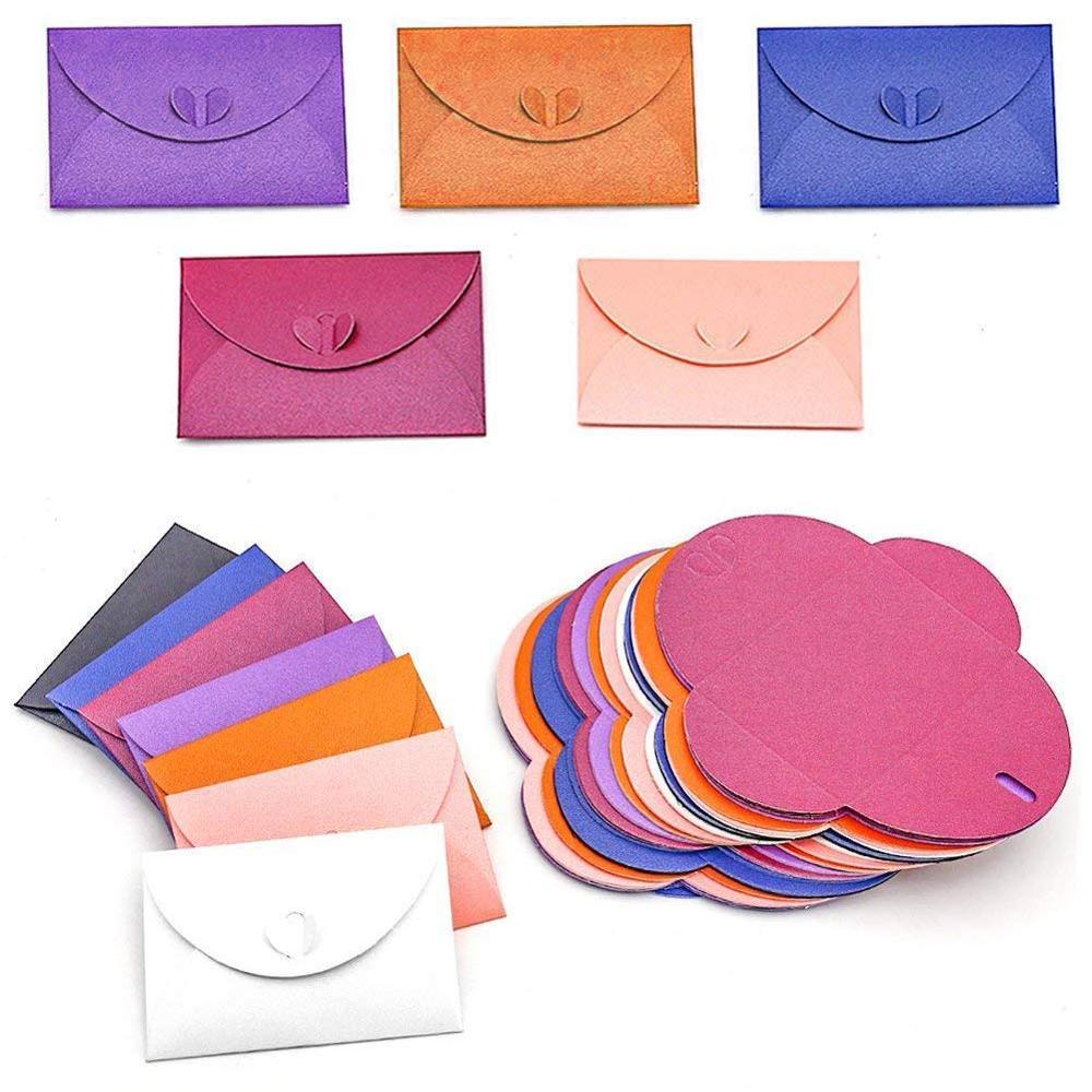 XRHYY 15 Pcs Kaart Envelop Leuke Enveloppen Kleine Card Houders Mini Zaad Enveloppen Met Hartvormige Sluiting (Willekeurige kleur)