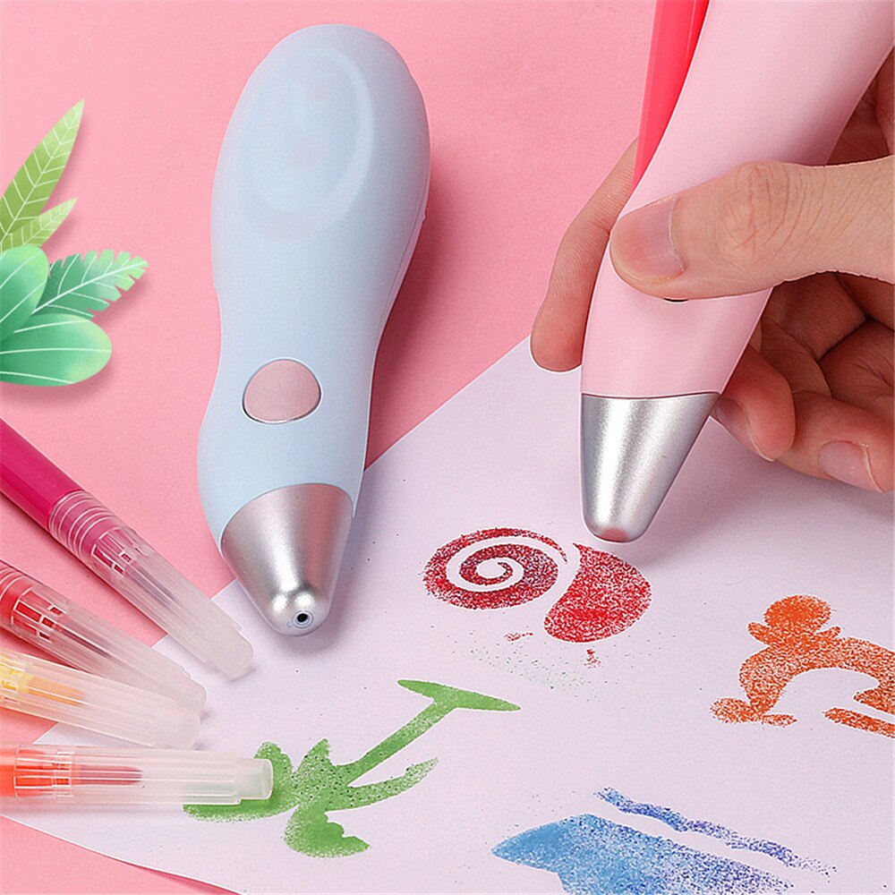 12 Kleuren Elektrische Airbrush Aquarel Pen Set Usb Opladen Elektrische Spray Pen Schilderij Tekening Set Voor Kids School Briefpapier