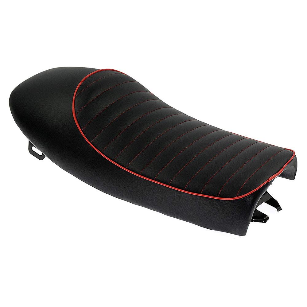 Asiento Universal Vintage para motocicleta, sillín Retro negro y rojo para Honda CB CG 125, Yamaha SR
