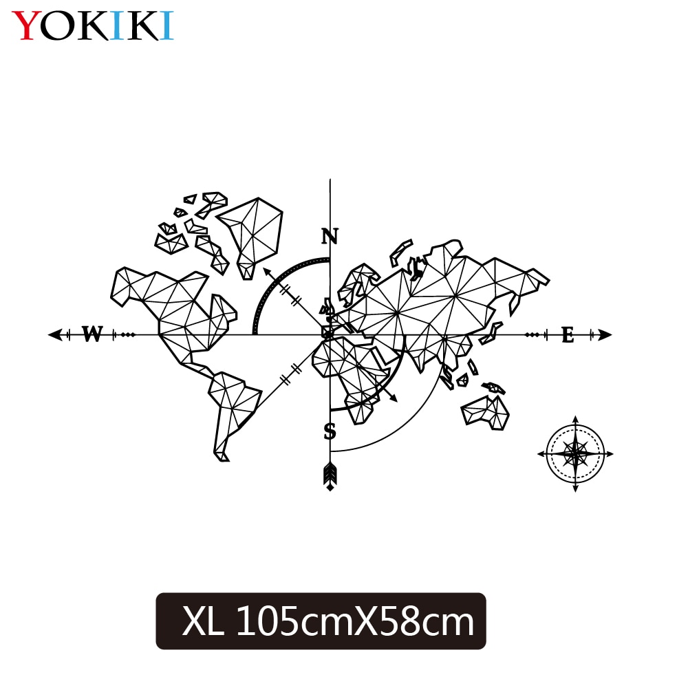 Large World Mape Compass Wall Decal Travel Adventure Exploration Global Earth Vinyl Wall Sticker Office Classroom Kids Room