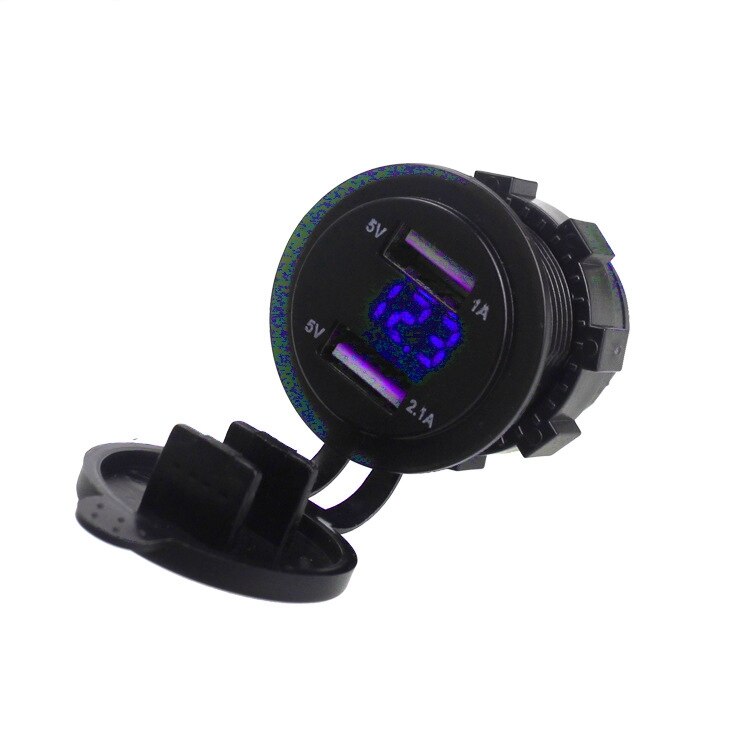 Dubbla usb motorcykeltändare biltändare laddare + led digital voltmeter bildskärmar 3 färger