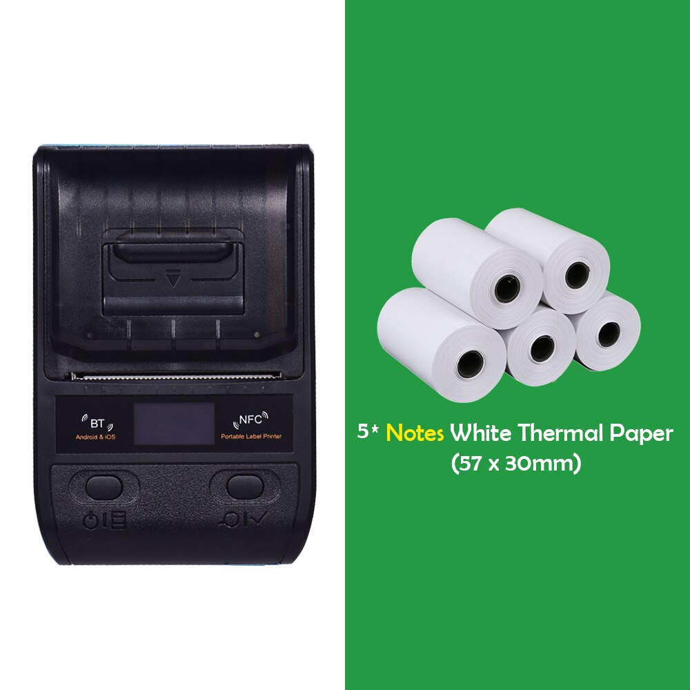 DP23 Mini Portable Thermal Printer Wireless Receipt Printer 58mm Ink-free USB NFC Bluetooth Label Printer For Windows Android PC: Black Set 3