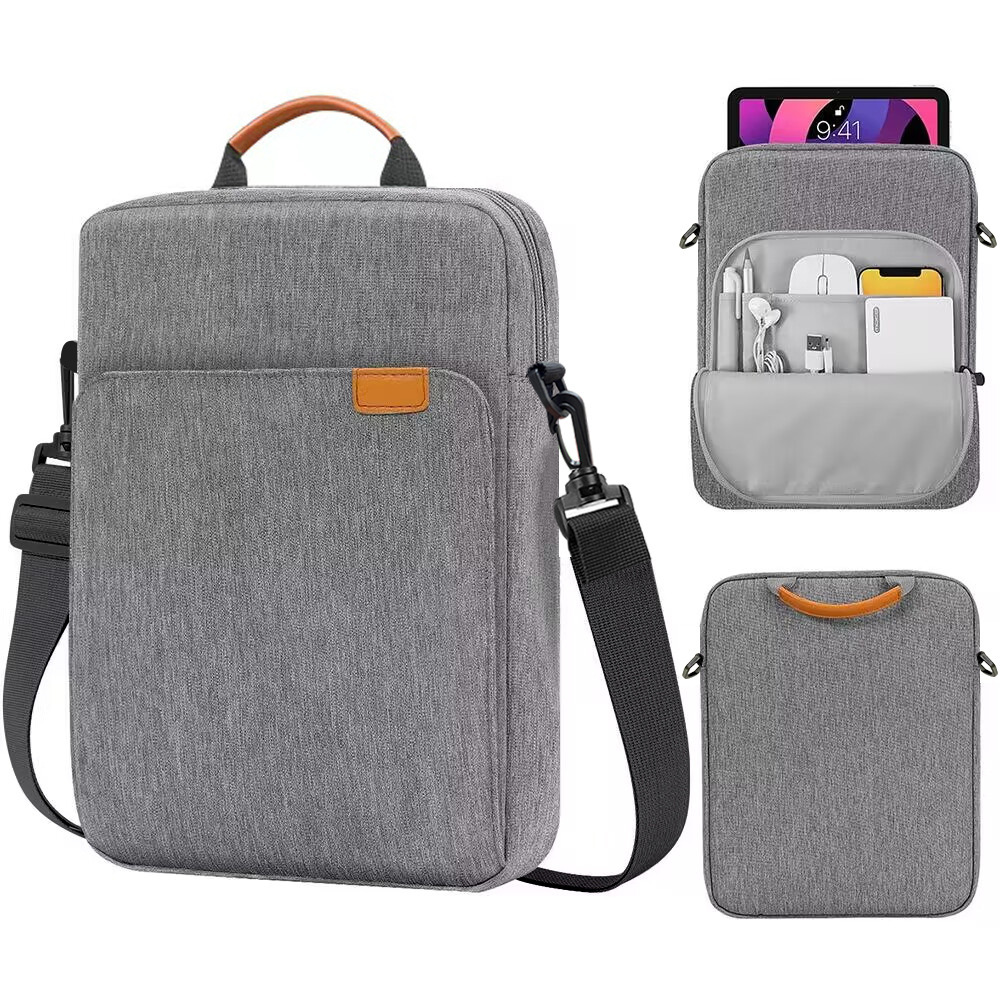 Bolso de hombro para tableta para IPad Air Pro 12,9 pulgadas IPad Air 10,9 pulgadas Galaxy Tab A 10, bolsa para ordenador portátil, maletín: ELEVEN / Gris