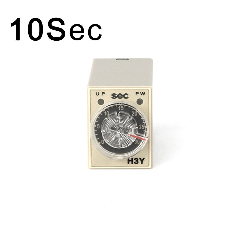 Temporizador de retardo de relé de tiempo con enchufe Base, perilla giratoria de relé de voltaje de 8 pines, 5/10/30/60 minutos/segundos, H3Y-2, AC220V, 1 Juego: 0-10S