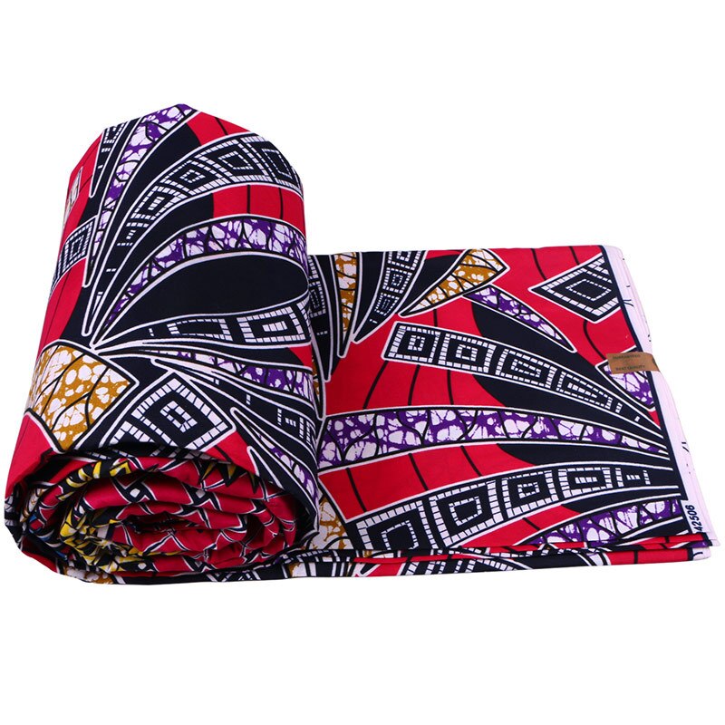 Pagne africain en Polyester rouge, Tissu à motifs magnifiques et magnifiques, véritable cire Ankara, , 6 mètres