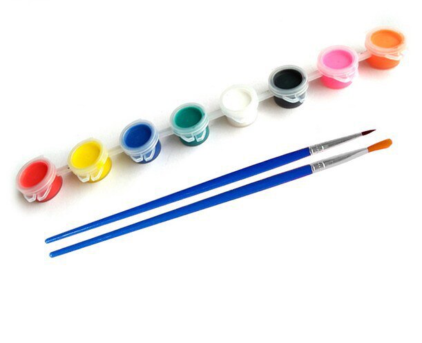 1 sæt træ diy tegnebræt legetøj til børn maleri børnehave graffiti kunst børn håndværk pædagogiske legetøjsdekorationer: Pigment og to penne