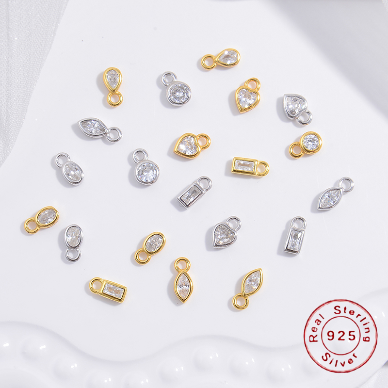 2 uds S925 ojos de plata esterlina Ellispe corazón pequeños dijes DIY collar pendientes para fabricación de joyería accesorios al por mayor SD12
