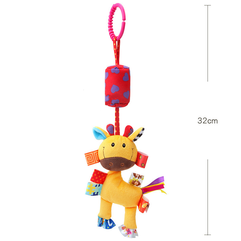 Nuevos sonajeros para bebé, juguete con campana, sonajero de peluche suave, juguetes con agarre manual, colgante para cochecito, cuna, cama, mordedor, juguete colgante de 0 a 24 meses: Negro