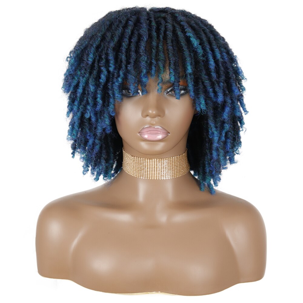 AZqueen African Curly Hair Wigs For Black Women Natural Styling Twist Braid Wigs Synthetic Black Short Dreadlock Braided Wigs: 1B/30HL