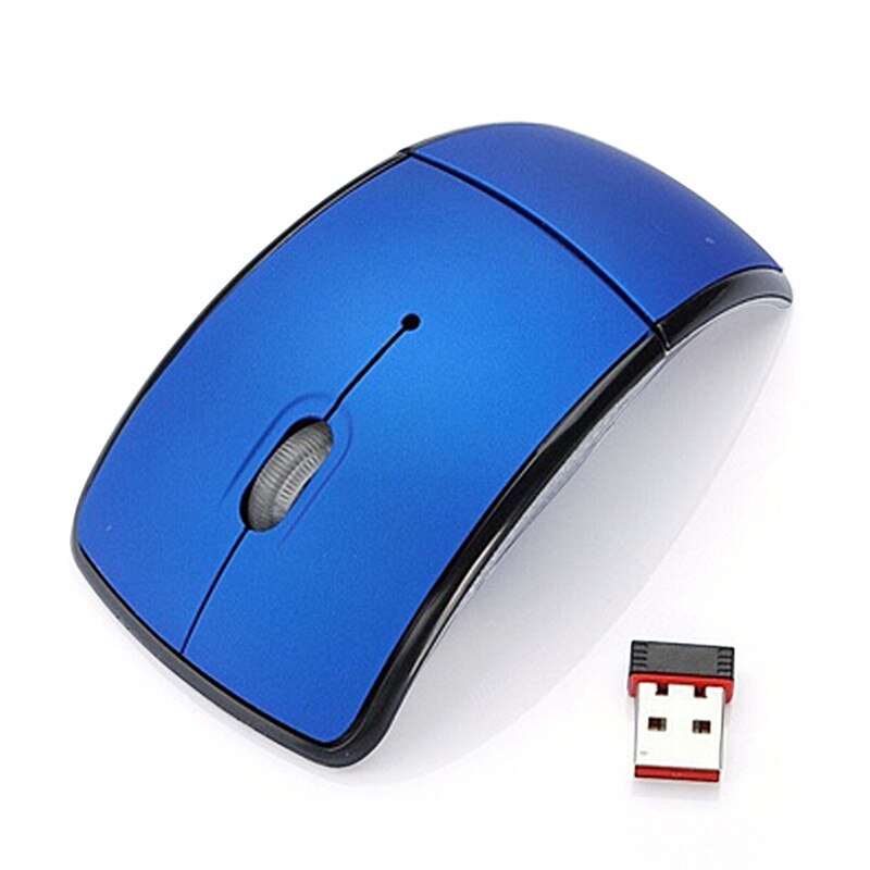 2.4G Wireless Mouse Foldable USB Receiver Folding Optical Mouse/Mice Wireless Computer For PC Laptop Win7/8/10/XP/Vista: Blue