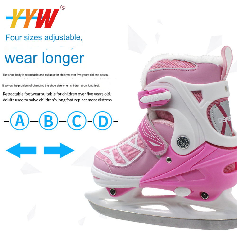 Patines de hielo ajustables para niños y adultos, zapatos de cuchillo de hockey sobre hielo, zapatos cálidos de hockey sobre hielo, patinaje de velocidad, Patin