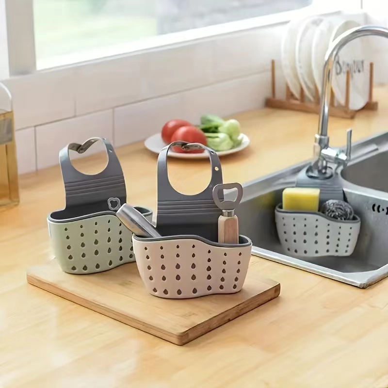 Panier de rangement suspendu pour évier de cuisine, éponge de vaisselle en plastique, sac suspendu, égouttoir de piscine, support de rangement, panier de vidange de robinet