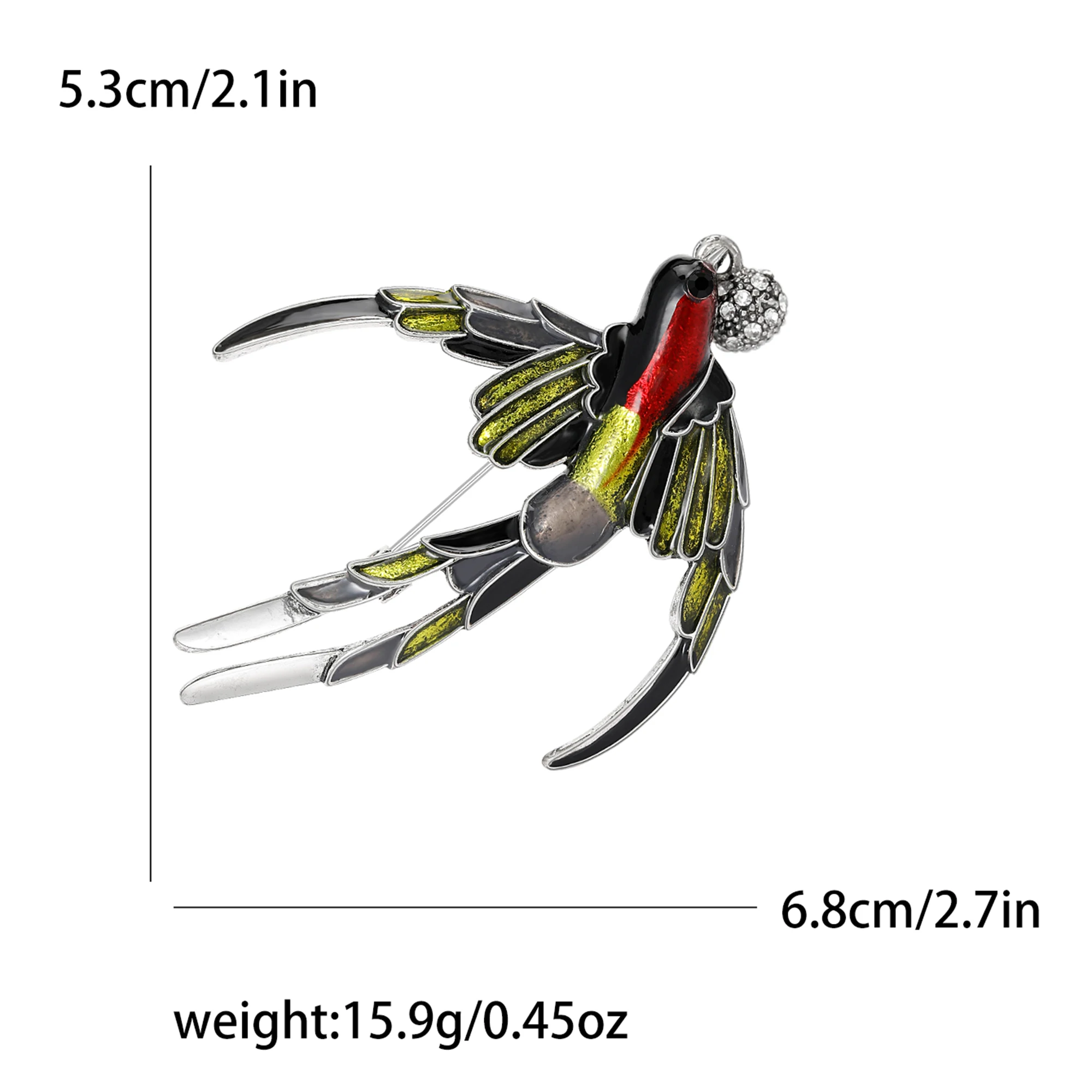 Emaille Vogel Broches voor Vrouwen Strass Zwaluw Pins Sparrow Badge Office Party Vriend Accessoires: Antique Bronze Plated