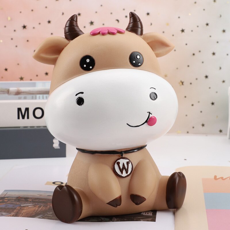 Lovely cartoon cow piggy bank -proof children can save Year of the Ox piggy bank for boys and girls ornaments