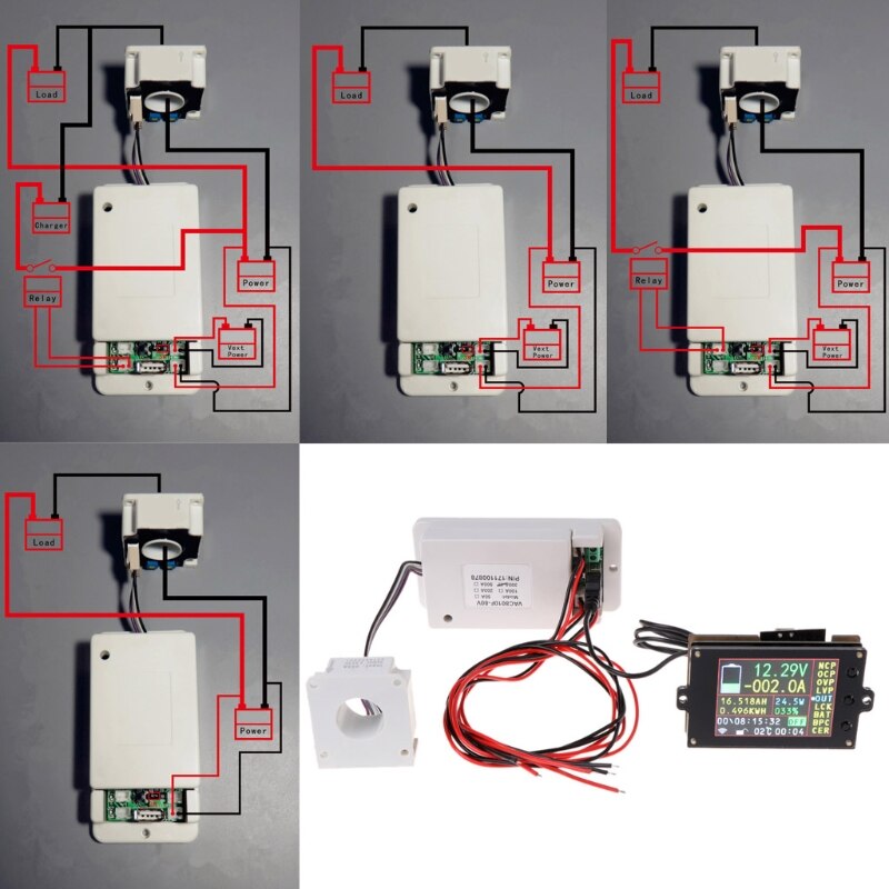 Draadloze Multifunctionele Voltmeter Ampere Meter Dc 0-80V 0-300A Met Hall Sensor