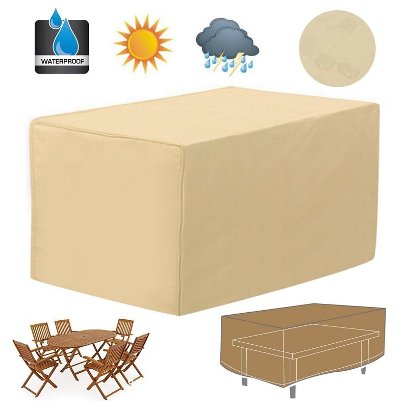 420d pvc beige vandtæt udendørs terrasse havemøbler betræk regn sne stole betræk til sofa bord stol støvtæt betræk