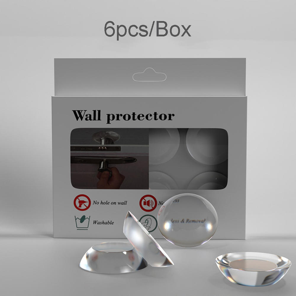 Tope de puerta de silicona redondo antigolpes, Protector de manija de puerta, 4 Uds./6 uds./caja: 6pcs Transparent