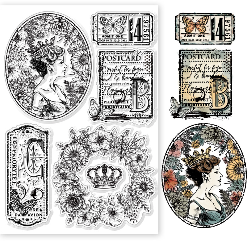 1pc fe-klare stempler til gør-det-selv scrapbooking blomster træ silikone stempelforseglinger gennemsigtige stempler til kortfremstilling fotoalbum: Lyserød