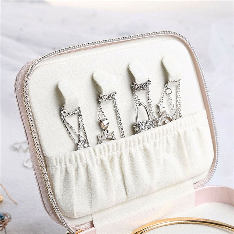 Draagbare Lederen Sieraden Doos Organizer Ketting Armband Earring Case Houder Reizen Sieraden Organisator Ornament Case