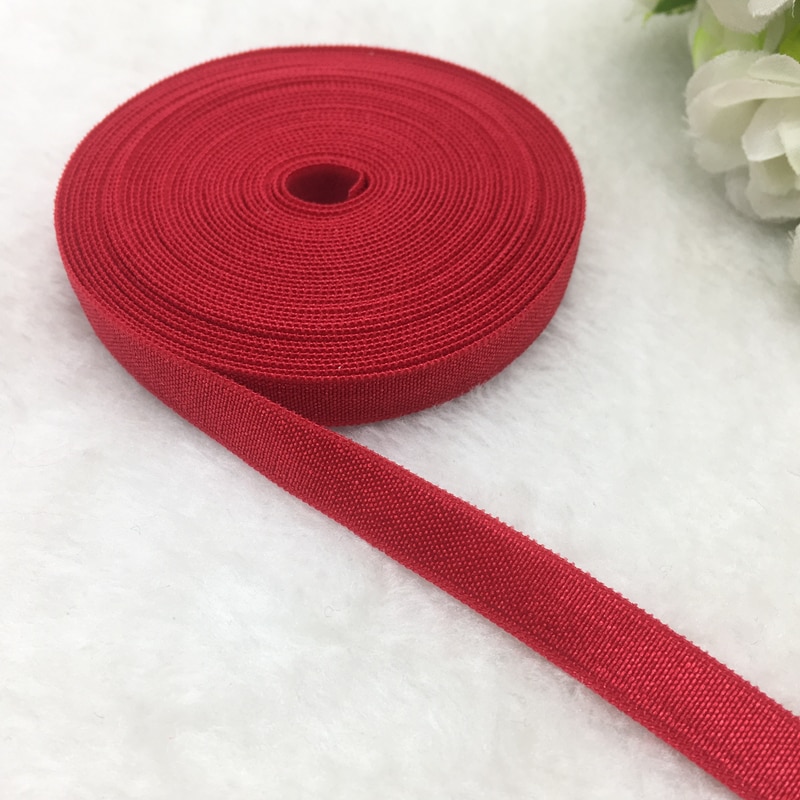 5 yds 3/8 "cinta de LICRA roja multifunción plegable sobre banda elástica para coser lazos accesorios para el cabello accesorio de la ropa de la cintura