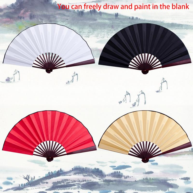 10.6 Inch/13 Inch Zijden Doek Blank Chinese Vouwen Fan Houten Bamboe Oudheid Vouwen Ventilator Voor Kalligrafie Schilderen Thuis decor