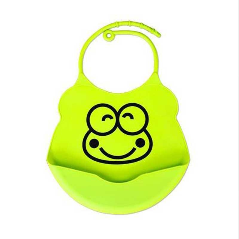 1pcs Cartoon Baby Bibs Waterproof Silicone Feeding aliva Towel Newborn Cartoon Waterproof Aprons Baby Bibs: green