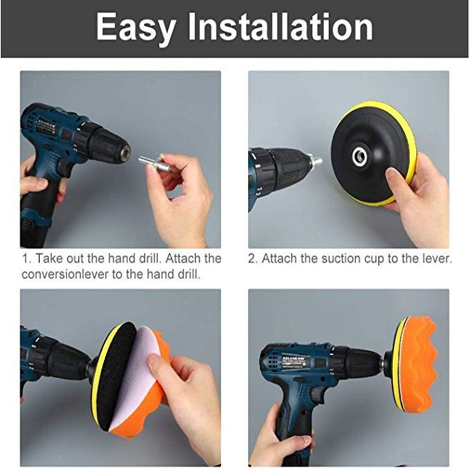 Polishing Drill Adaptor Polisher Sponge Pad Polish Pad Thread Buffing Pad Kit Wool Buffer Set 4 Inch Sponge Polishing Pad Kit