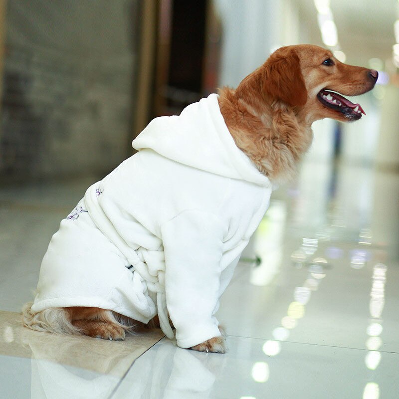 Broderi hundebadekåbe med hætte luksus blød hundepyjama hurtigtørrende og superabsorberende hundebadehåndklæde kæledyr nattøj