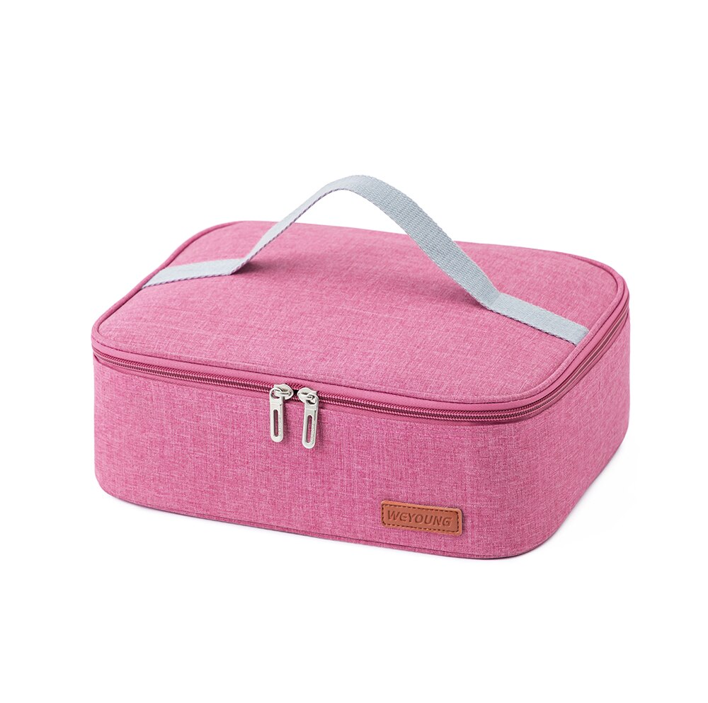 Tote rectangular cooler lunch box bag insulated thermal bento bag Bolsa termica loncheras para mujer for tourism: Rose red