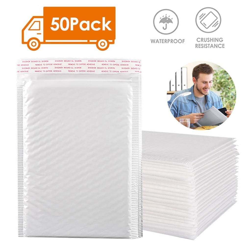 50pcs/lot Foam Envelope Bags Self Seal Mailers Padded Envelopes With Bubble Mailing Bag Packages Bag 13x18cm: A