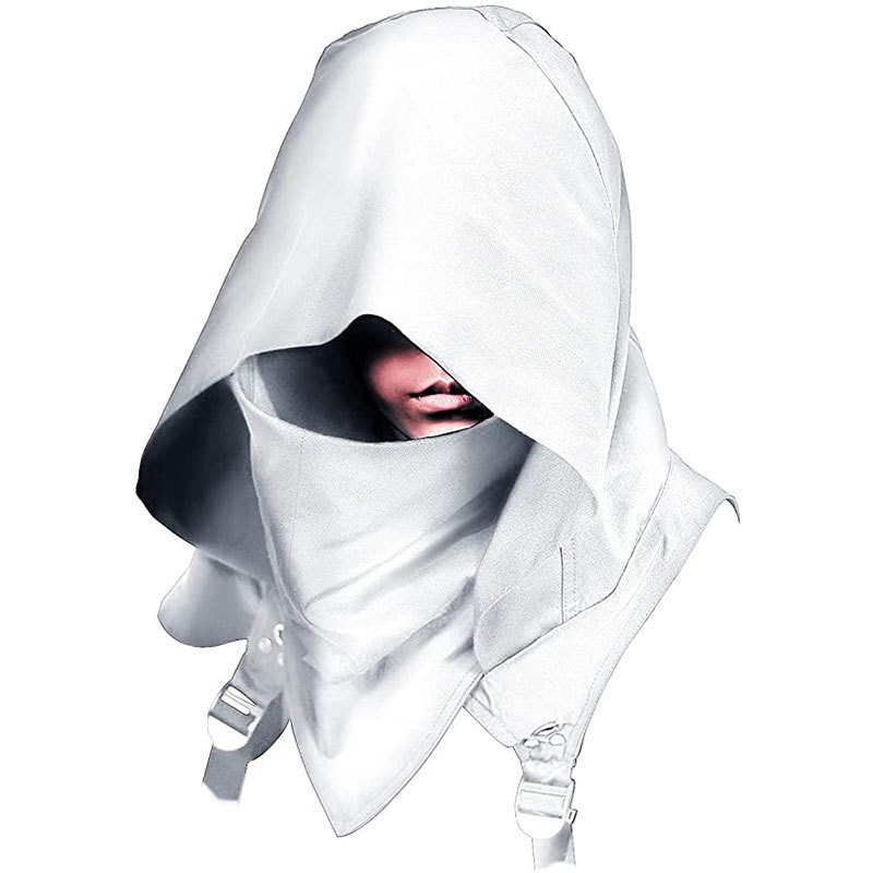 Hooded Cloak Cape Cowl Adult Cyberpunk Costumes Pagan Accessory Cosplay Medieval Assassin Hat Warrior Outfit And Daily Wear: WHITE