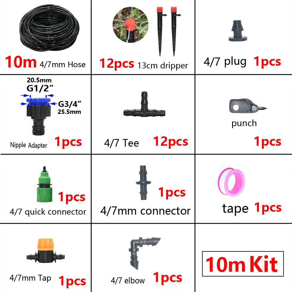 DIY Drip Irrigation System Automatic Watering Kit Irrigation Timer Garden Hose Adjustable Dripper Garden Tool Set