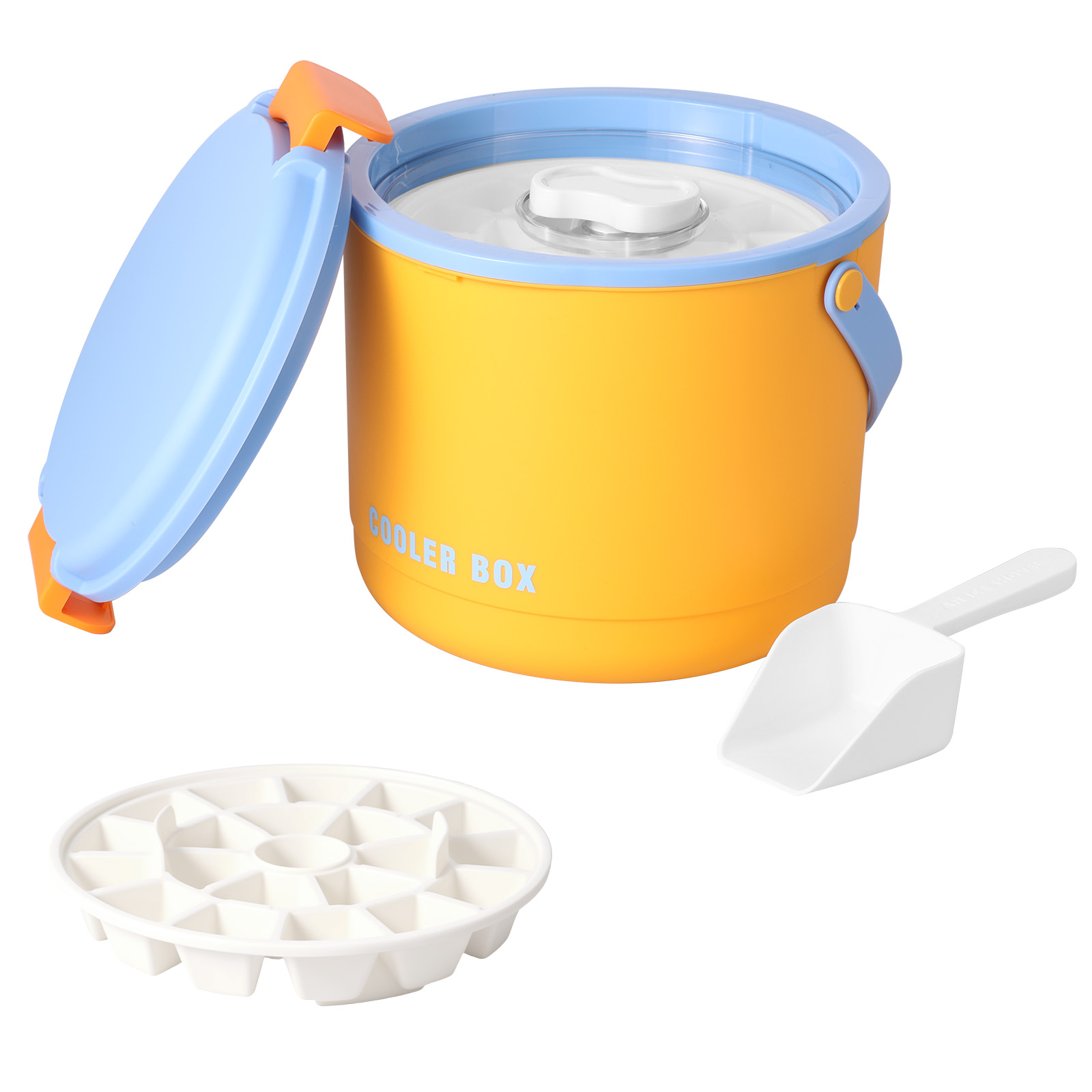 2.6L Portable Insulated Ice Bucket with Lid and Scoop Ice Container for Outdoor Picnic Camping Party PP Bucket for Freezer: Bleu