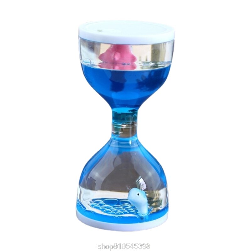 Liquid Motion Bubbler Timer Desk Sensory Toy Animal Floating Oil Hourglass for Fidgeting Stress Relief N25 20: Blue