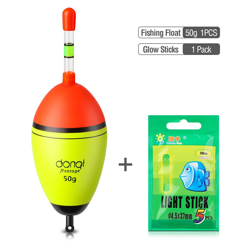 DONQL EVA Night Fishing Float Luminous Glowing Buoy 1pcs Floating Force 5g-50g with Fluorescent Light Stick Fishing Tools: Floating Force 50g