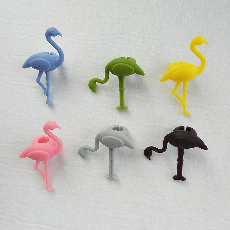 6 stk / sæt vinglasmarkører flamingo form skiltmærke flerfarvet vinetiket festforsyning mad silikone