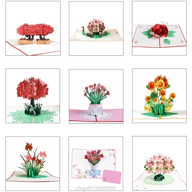3D Pop-Up Flower Floral Greeting Card for Birthday Mothers Father's Day Graduation Wedding Anniversary D10 20