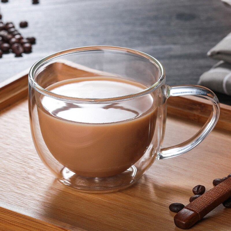 150mL/250mL Double-layer Thermal Glass Cup Heat Resistant Tea Coffee Milk Drinking Insulation Heat Resistant Mug Drinkware: 250ML