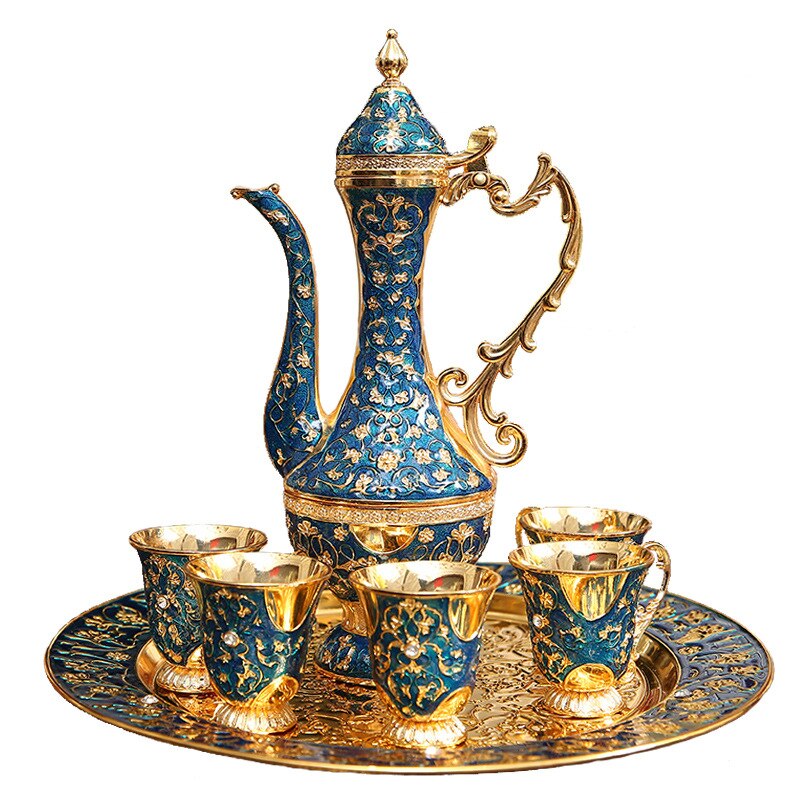 High-End Liquor Wine Set Antique European-Style Box Jin Wedding Birthday Living Room Decoration
