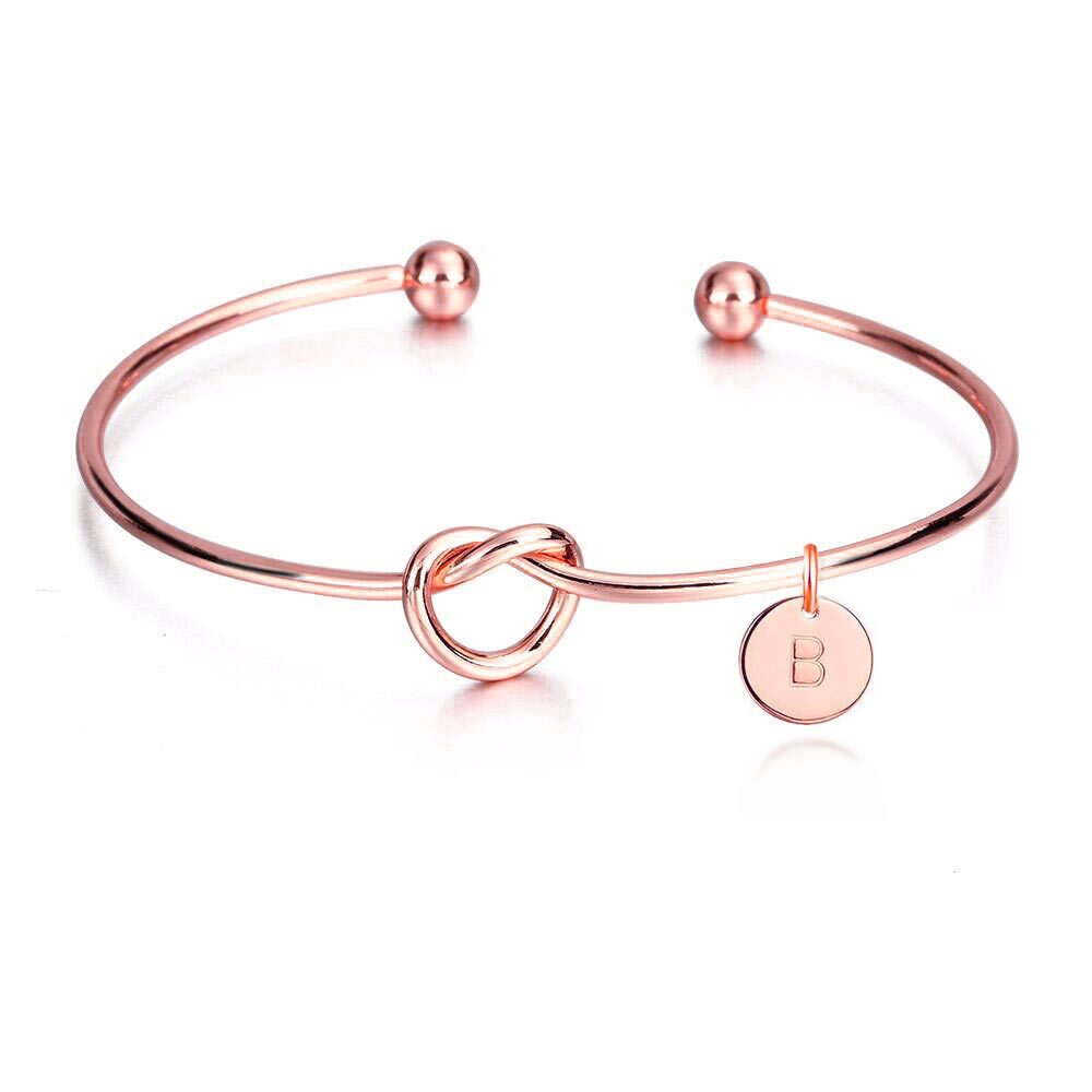 Bracelets Bangles Zinc Alloy Minimal Metal Knotted Bracelet Letter Open Bracelet Jewelry Accessories Christmas Jewelry: Rose gold B