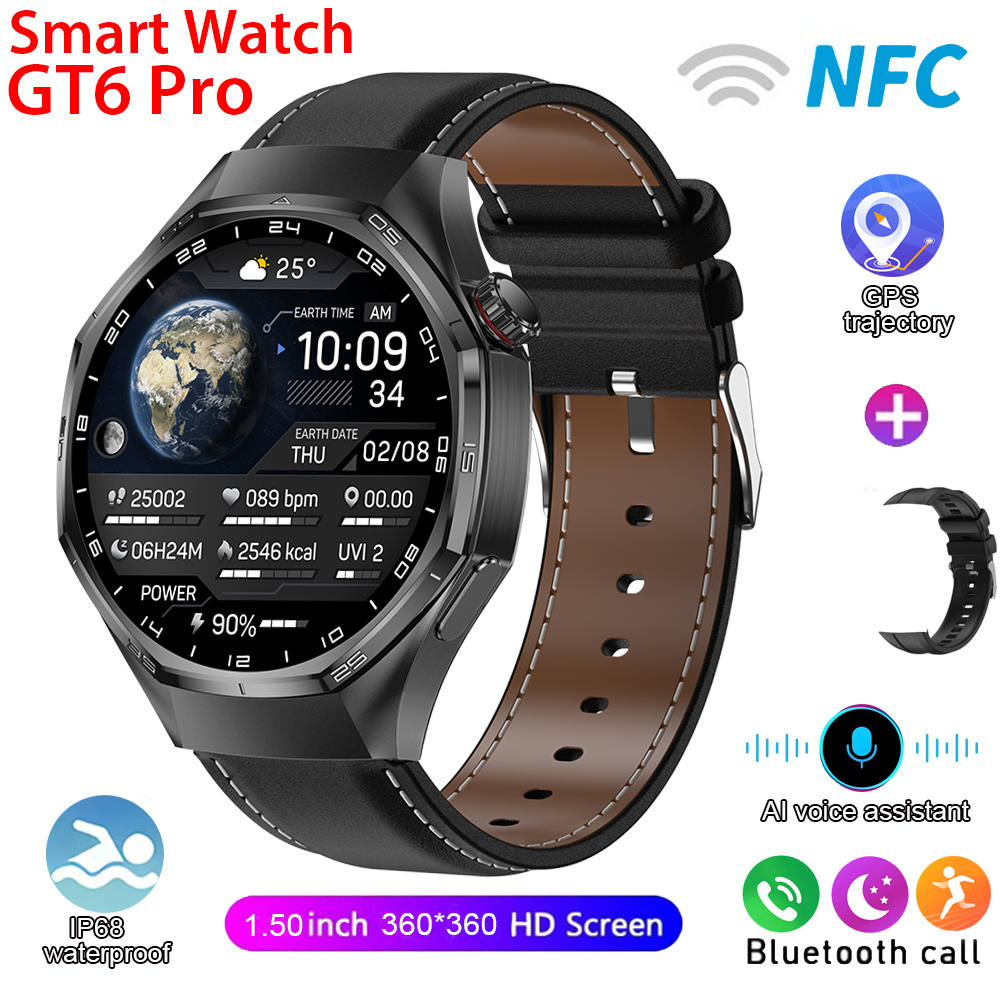 2026 Nuovo Orologio 6 Max Astuto Della Vigilanza Degli Uomini Della Vigilanza 6 AMOLED HD Schermo Bluetooth Chiamata GPS Traiettoria NFC Frequenza Cardiaca Bussola SmartWatch: verde