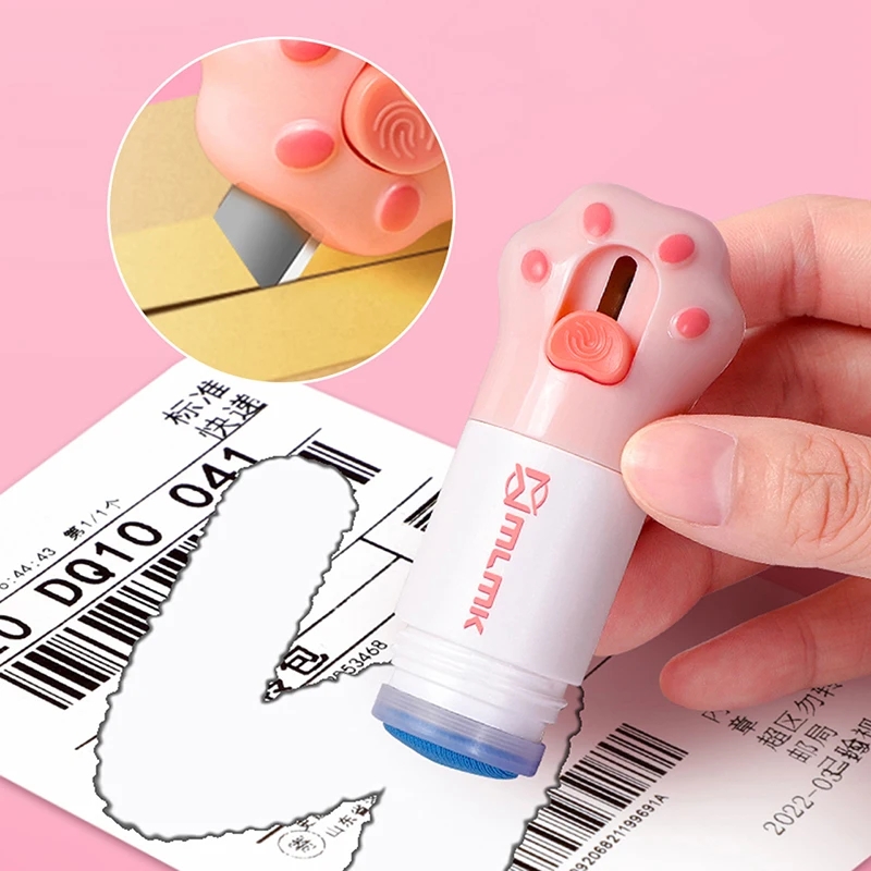 Cat Paw Thermisch Papier Correctievloeistof met Mes Pakketdoosopener Home Anti Peep Identiteitsinformatie Privacybeschermer Gum