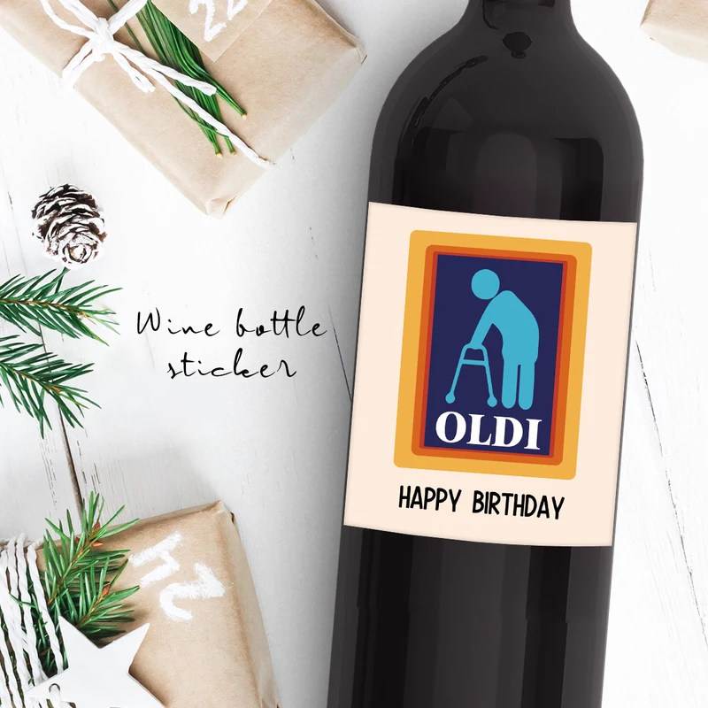 4 unidades/pacote oldi feliz aniversário etiquetas de garrafa de vinho para ele etiquetas de presente de vinho para homens pai amigo engraçado aniversário garrafa de vinho adesivos