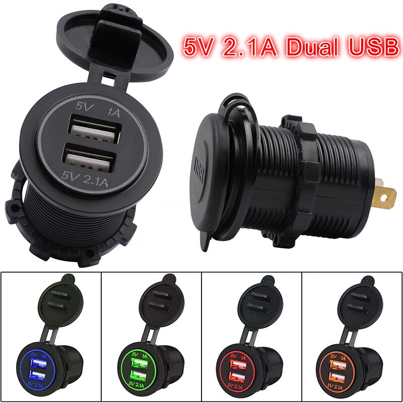 Universele Dual Usb Car Charger Fast Charger Met Led Licht 2.1A Snel Opladen Voor Auto Vrachtwagen Boot Usb apparaat Adapter