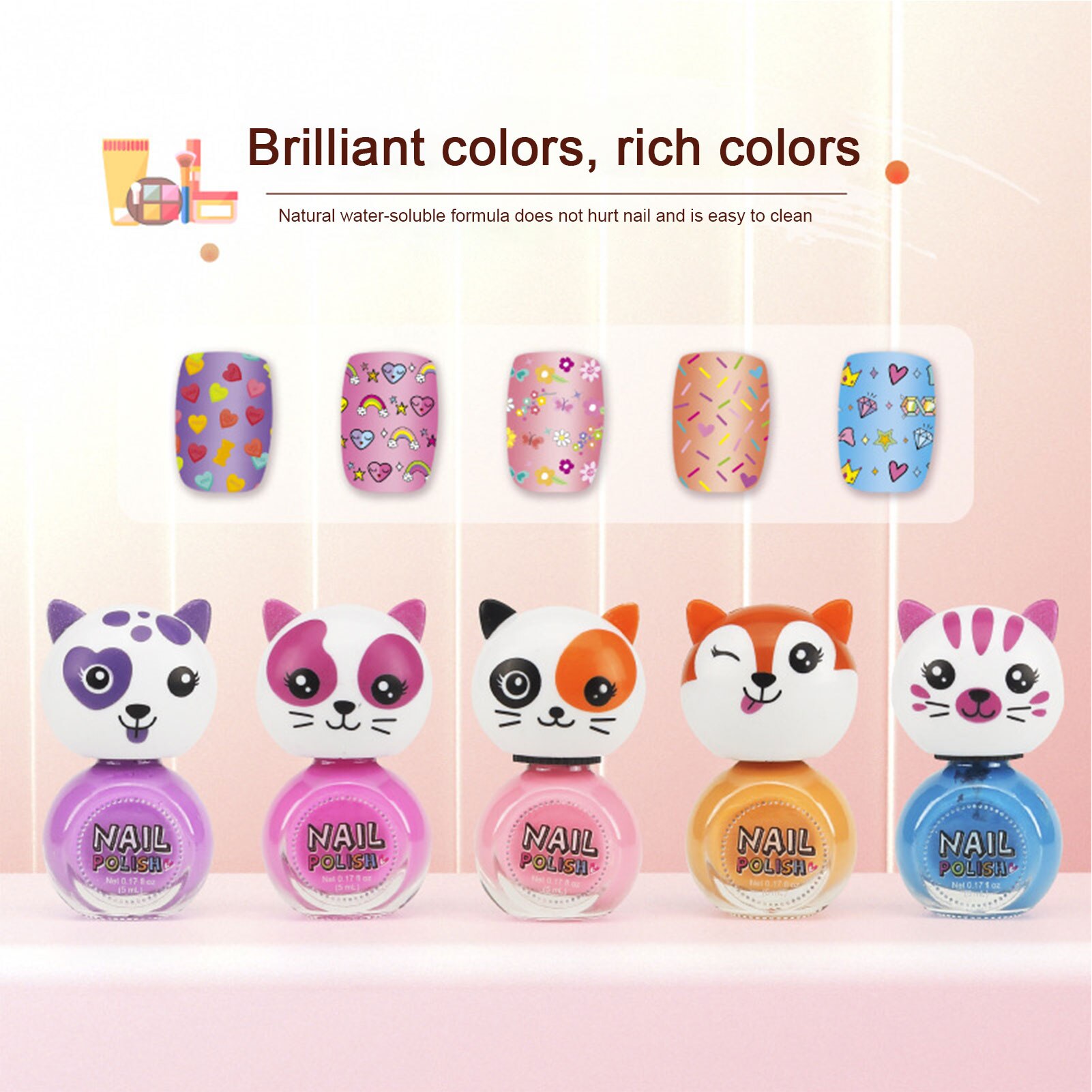 Kit de manucure pour enfants, 15 pièces, vernis à ongles lavable, Machine à faire soi-même, cosmétiques pour filles, jeu de simulation, tampon à ongles, Kit d'art