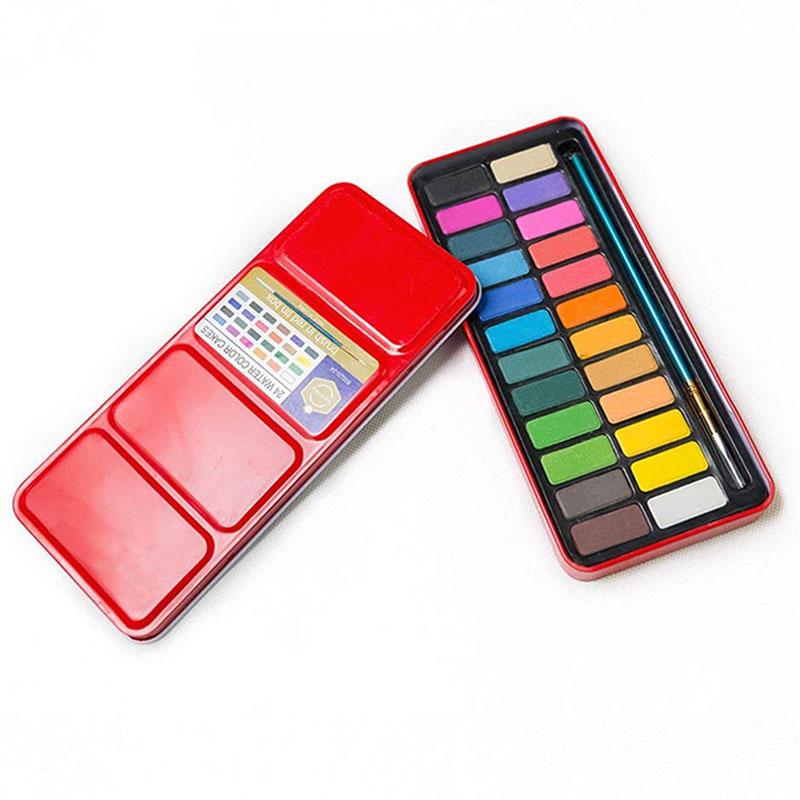 Profesjonalne farby akwarelowe zestaw stałe akwarele Aquarelle skrzynka kolory Sztuka obraz dla artysty narzędzia zestawy farb 18/24 kolorów
