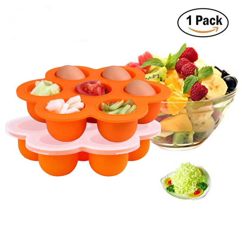 Baby Food Supplement Food Freezer Box Silicone Tray 7 Grid With Clip - On Lid Perfect Storage Container Kids Food Plate