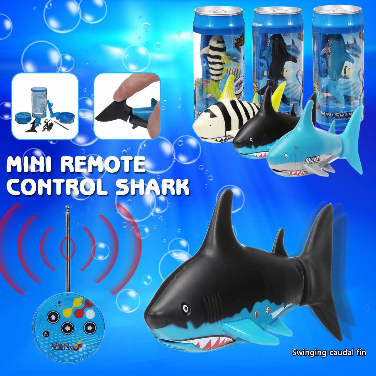 Mini Drink Kan Radio Afstandsbediening Shark Rc Usb Oplaadbare Super Shark Vis Onderwater Boot Submarine Speelgoed Kinderen