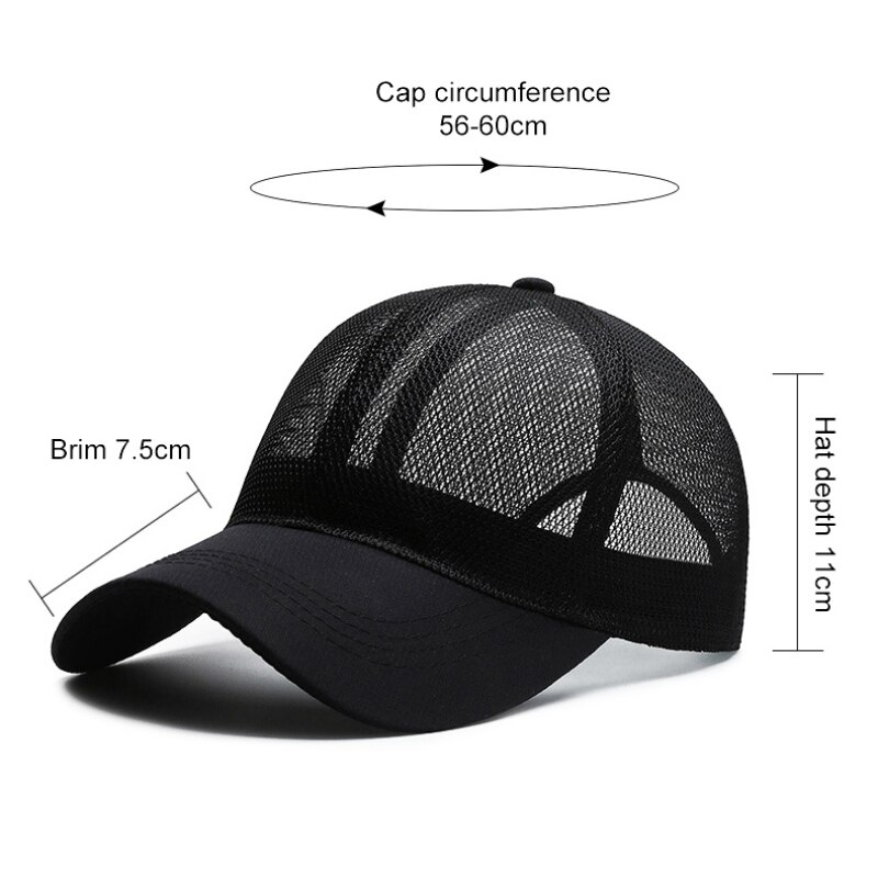 Sport Caps Vrouwen Volledige Mesh Baseball Cap Bone Caps Mannelijke Zwarte Polytail Snapback Zon Hoeden Mannen Uitgerust Trucker Hoed cap