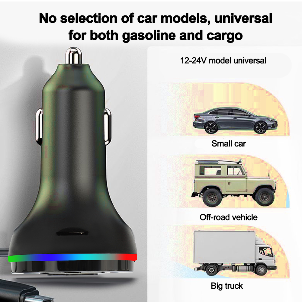 Transmisor FM Bluetooth 5,0 para coche, reproductor modulador MP3, receptor de Audio manos libres con Cable de carga 3 en 1 para IPhone, Huawei y Xiaomi